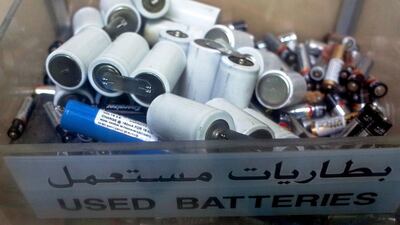 Mercure Abu Dhabi Centre Hotel uses recycled batteries and has a bin for various recyclables. Delores Johnson / The National