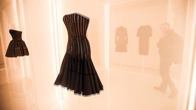Creations designed by Tunisian fashion designer Azzedine Alaia are displayed during the 'Alaia et Balenciaga - Sculpteurs de la forme' exhibition at Azzedine Alaia Foundation in Paris, France. EPA