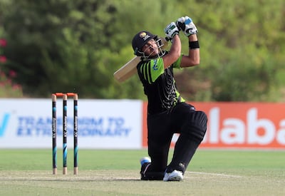 Fahad Nawaz bats during a game between Fujairah and Dubai in the Emirates D10 in 2020. Chris Whiteoak / The National