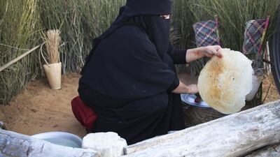 Sameera Ali Mohammed prepares traditional bread. Lee Hoagland/The National