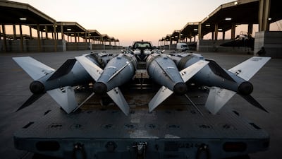 Air-launched munitions await loading onto US F-15 warplanes within Centcom's area of responsibility in support of Operation Hawkeye Strike in December. Reuters
