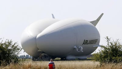The Airlander 10 hybrid airship is pictured before its maiden flight at Cardington Airfield in Britain last year. Darren Staples / Reuters