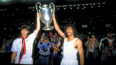Marco Van Basten and Ruud Gullit after winning the European Cup in 1989. Getty