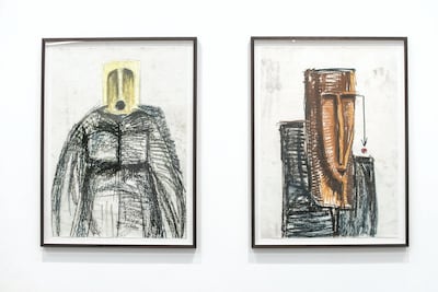 Artworks by Ghanaian artist Serge Attukwei Clottey, at Lawrie Shabibi in Alserkal Avenue. Reem Mohammed / The National