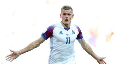 Iceland's Alfred Finnbogason celebrates scoring his nations first World Cup goal. Gabriel Rossi / Getty Images