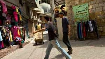 The markets of Tyre, Lebanon's southern most city, are free of political advertising due to Hizbollah's dominance in the area.