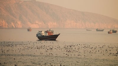 Vessels at the Strait of Hormuz, as seen from Musandam, Oman. Reuters