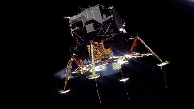 The 'Eagle' lunar landing module in landing configuration in lunar orbit taken by service module 'Columbia' commander Collins. NASA / EPA