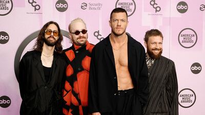 Daniel Wayne Sermon, Daniel Platzman, Dan Reynolds and Ben McKee of Imagine Dragons. AFP