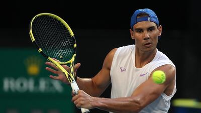 Rafael Nadal in action during a practice session ahead of the 2020 ATP Cup in Perth, Australia. Getty Images