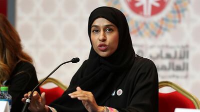Hessa Buhumaid, minister of community development, attended a majilis event highlighting the role of the family in keeping children safe. Pawan Singh / The National
