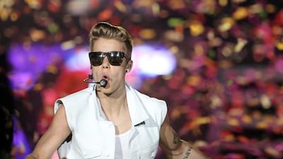 Justin Bieber on stage in Dubai. During his second night performance he was attacked by a fan. EPA / Ali Haider