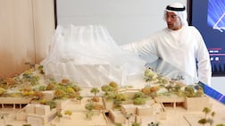 Mohamed Khalifa Al Mubarak, chairman of the Department of Culture and Tourism Abu Dhabi, will a model of Dar Al Funoon. Chris Whiteoak / The National