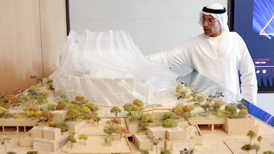 Mohamed Khalifa Al Mubarak, chairman of the Department of Culture and Tourism Abu Dhabi, will a model of Dar Al Funoon. Chris Whiteoak / The National