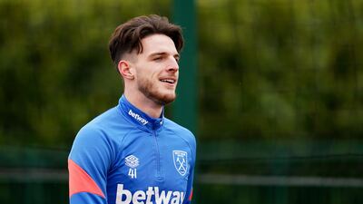 West Ham United's Declan Rice during a training session at Rush Green. PA