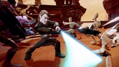 Anakin Skywalker and Obi-Wan Kenobi fight an army of clones in Disney Infinity 3.0: Star Wars. Disney Interactive via AP