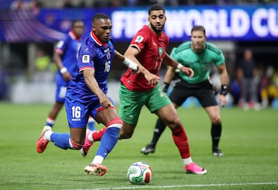 Haiti's Lenny Joseph, left, in action with Morocco's Ismael Saibari. Reuters