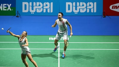 Chris and Gabrielle Adcock in action against Praveen Jordan and Debby Susanto. Getty Images for Falcon