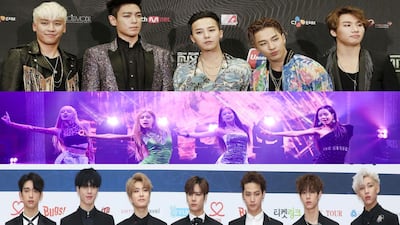 From top to bottom: Big Bang, BlackPink and Got7 are some of the other K-pop artists to give a listen to if you're a BTS fan. Reuters and Getty