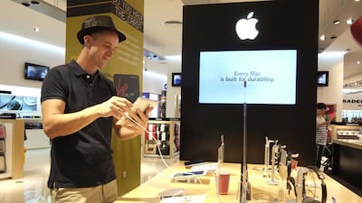 The UAE is an attractive market for Apple, whose iPhone business makes up 63 per cent of its revenue in the most recent quarter. Antonie Robertson / The National