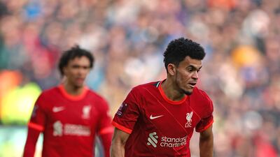 Liverpool's new signing Luis Diaz after coming on as a second-half substitute. Getty