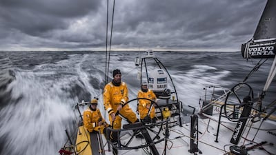 The Abu Dhabi Ocean crew battle the elements on Leg 2 of the Volvo Ocean Race. Matt Knighton / Abu Dhabi Ocean Racing