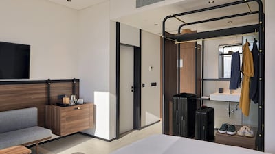 The decor is very mid-century-modern in style. 