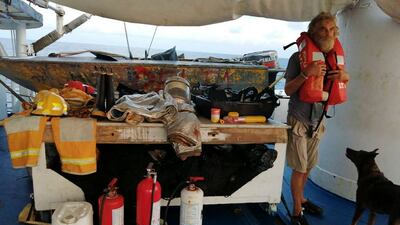Mr Shaddock and his dog Bella was adrift in the Pacific Ocean for three months. AFP