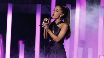 Ariana Grande performs Just a Little Bit of Your Heart at the 57th annual Grammy Awards. Lucy Nicholson / Reuters