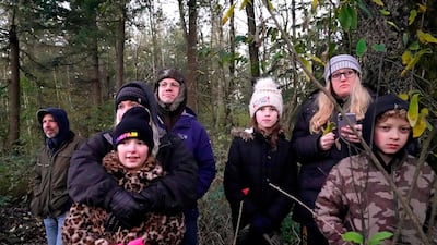 Residents watch scientists destroy a nest of Asian giant hornets in Blaine, Washington. AFP