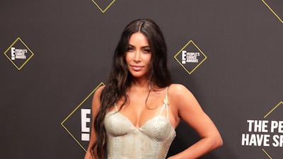 Kim Kardashian in Versace at the 2019 People's Choice Awards in Santa Monica, California, on Sunday, November 10, 2019. Reuters