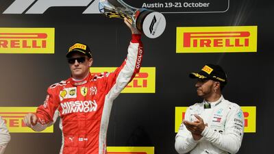Kimi Raikkonen beat Lewis Hamilton to victory at the United States Grand Prix. AP Photo