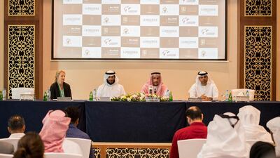 From left to right: Martina Boor, Event Director - Al Shira’aa International Horse Show, Omran Ahmed Al Owais, Event President, Al Shira’aa International Horse Show, Dr Ghanim Mohammed Al Hajry, Secretary-General of the UAE Equestrian and Racing Federation, Mr Rashid Al Qubaisi, General Manager, Al Forsan International Sports Resort