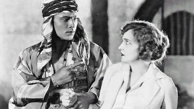 Rudolph Valentino starred as Sheik Ahmed Ben Hassan in The Sheik. This adaptation of the romance novel continues to define the Desert Romance long after its release. Courtesy of Everett Collection