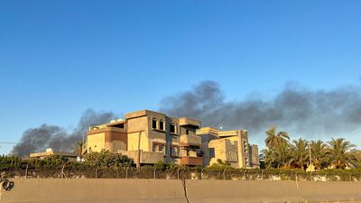 Smoke rises from an area where clashes took place in Tripoli, Libya. Reuters