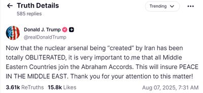 Screengrab from Truth Social / @realDonaldTrump