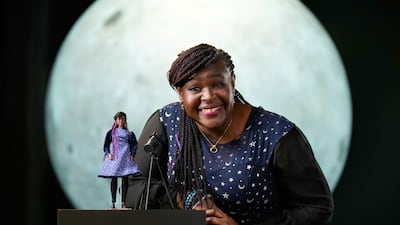 The doll, created by toy company Mattel, wears a starry dress and has a telescope accessory - a nod to Dr Aderin-Pocock's work with the James Webb Space Telescope.