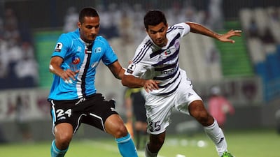 Baniyas defender Thamer Mohammed, left, had a ban reduced from two years to three months after proving he had taken a banned substance inadvertently. Satish Kumar / The National