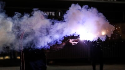 Paris Saint-Germain supporters near Le Parc des Princes stadium after the final defeat. EPA