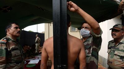 An army recruitment rally in Virar district. Indranil Mukherjee / AFP