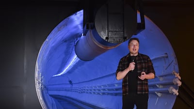 Elon Musk speaks during the unveiling event. Bloomberg
