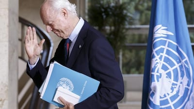 UN Special Envoy of the Secretary-General for Syria Staffan de Mistura at the European headquarters of the United Nations in Geneva, Switzerland, 18 April 2016. EPA/SALVATORE DI NOLFI