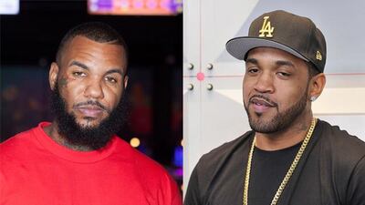 The Game, left, and Lloyd Banks seemed to have ended their rivalry after they were spotted hanging out in a nightclub in Dubai. Gabriel Olsen / Getty Images; David Becker / Getty Images for iHeartMedia / AFP