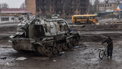 Muddy conditions in Trostyanets, Ukraine. Getty