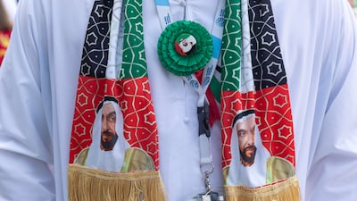 Pupils dressed in the colours of the national flag at Union Day celebrations at Bloom World Academy. Antonie Robertson/The National