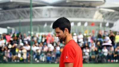 Novak Djokovic takes part in a training session ahead of the Shanghai Masters. AFP