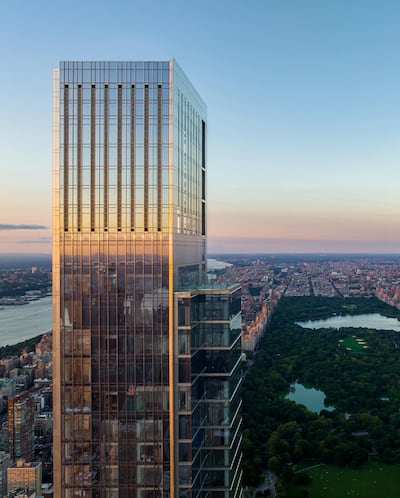 Central Park Tower looms over Central Park in Manhattan. Photo: Extell / Instagram