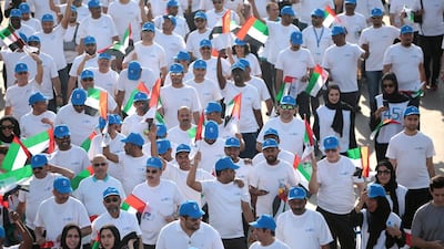 Employees from 18 operating companies walked 4.5 kilometres from Adnoc’s headquarters to the offices of the Abu Dhabi Company for Onshore Petroleum Operations and back. Courtesy Adnoc
