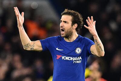 Chelsea's Spanish midfielder Cesc Fabregas says it would be a "suicide mission" to try and defend for 90 minutes in the return leg at Camp Nou. Glyn Kirk / AFP