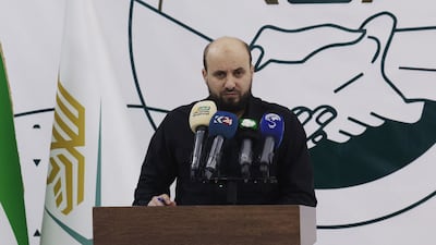Mohammed Bashir, head of US-listed terrorist group Hayat Tahrir Al Sham's Salvation Government, at a press conference in the rebel-held northwestern Syrian city of Idlib in November. AFP